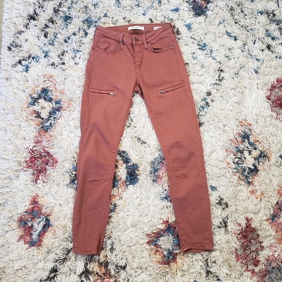 Mavi Karlina Mid Rise Skinny Cargo Pants Jeans Stretchy Pink Coral Casual Preppy - Picture 3 of 11